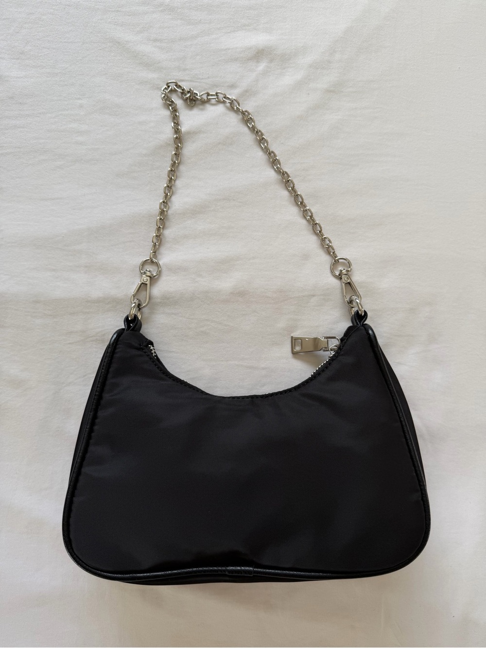 Peta + Jain Black Shoulder Bag with Silver Chain with additional crossbody strap - Picture 2 of 4